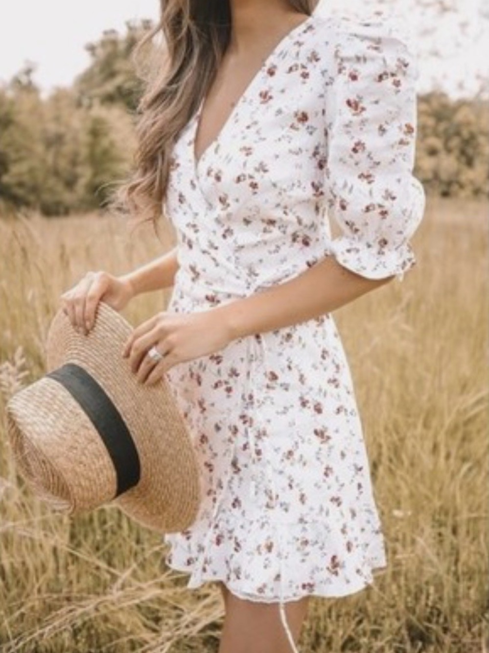 Reformation Carmelo Linen Floral Wrap Dress in Gabrielle Large